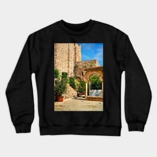 A Sunlit Terrace in Mojácar Pueblo Crewneck Sweatshirt